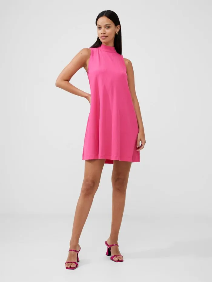 French Connection Dresses Ribbed Jersey Bow Back Mini Dress Fuschia 8211 Woman