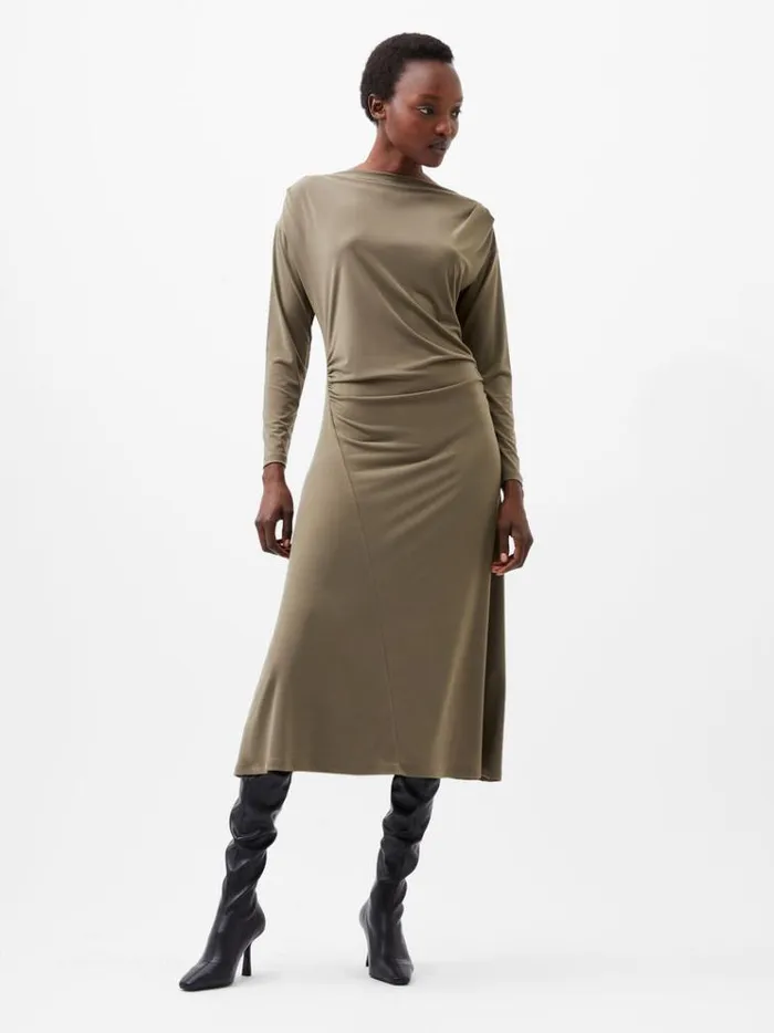 French Connection Dresses Samira Jersey Dress Tarmac Khaki 8211 Woman