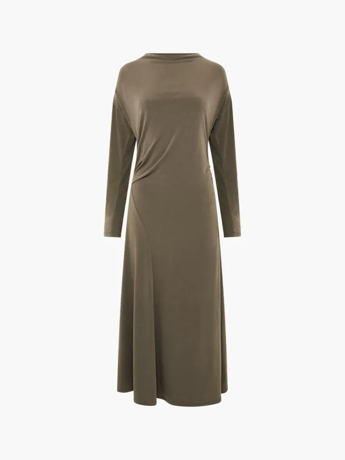 French Connection Dresses Samira Jersey Dress Tarmac Khaki 8211 Woman