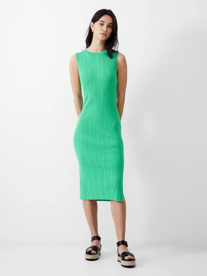 French Connection Dresses Sleeveless Rib Knit Midi Dress Poise Green 8211 Woman