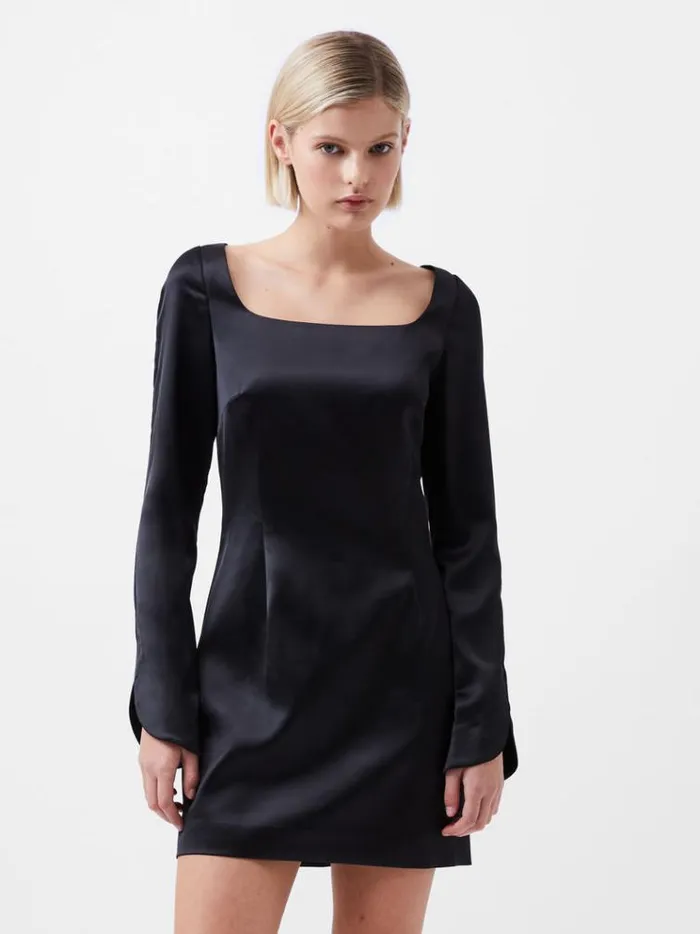 French Connection Dresses Structured Satin Long Sleeve Scoop Neck Mini Dress Black 8211 Woman French Connection Dresses Structured Satin Long Sleeve Scoop Neck Mini Dress Black 8211 Woman