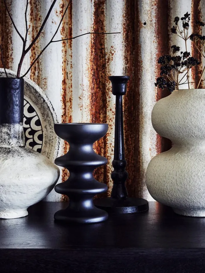 French Connection Home Accessories Large Kala Candle Holder Black 8211 Home