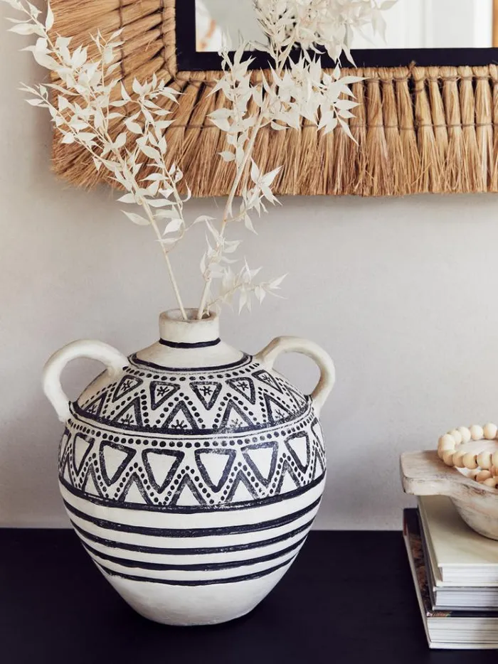 French Connection Home Accessories Round Handle Pattern Vase Whiteblack 8211 Home French Connection Home Accessories Round Handle Pattern Vase Whiteblack 8211 Home