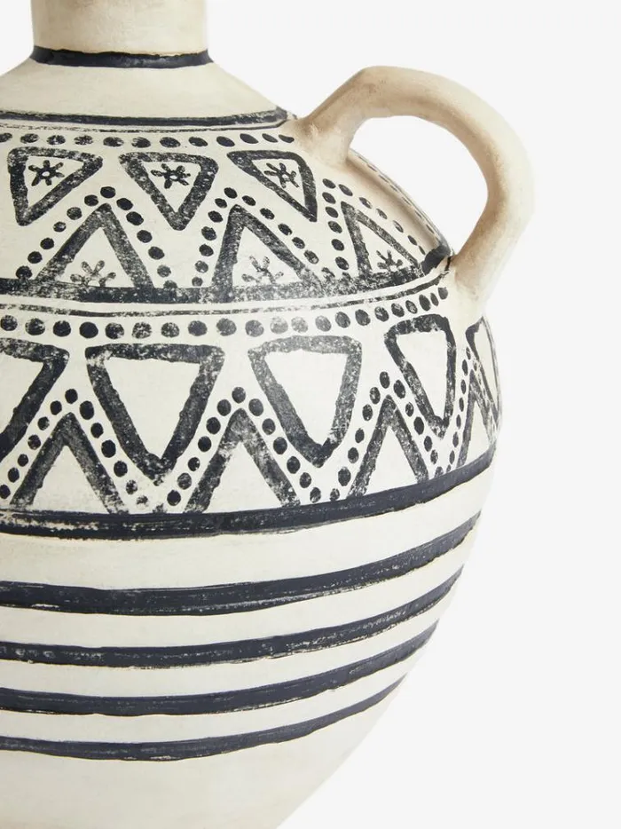 French Connection Home Accessories Round Handle Pattern Vase Whiteblack 8211 Home