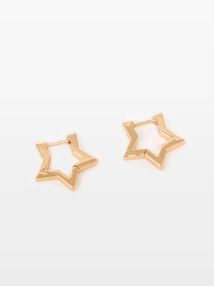 French Connection Jewellery Chunky Star Hoop Earrings Gold 8211 Woman