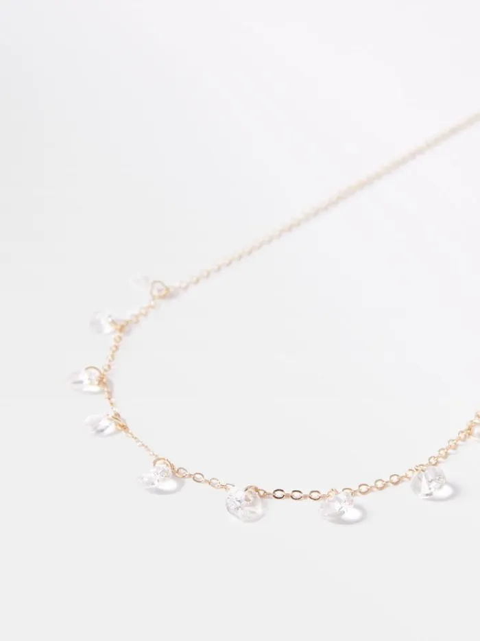 French Connection Jewellery Crystal Drop Necklace Goldclear 8211 Woman