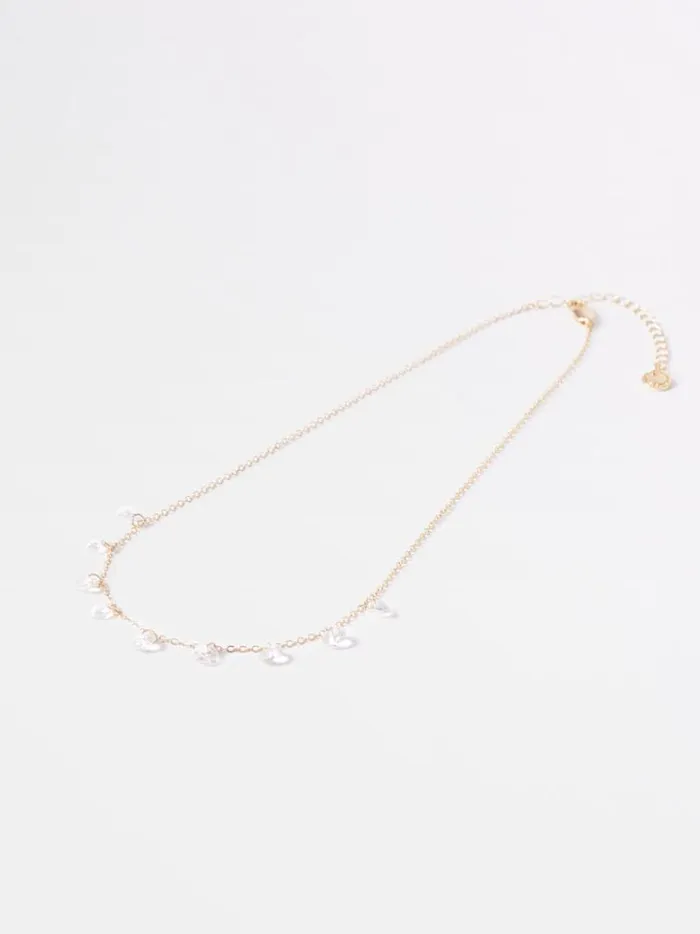 French Connection Jewellery Crystal Drop Necklace Goldclear 8211 Woman