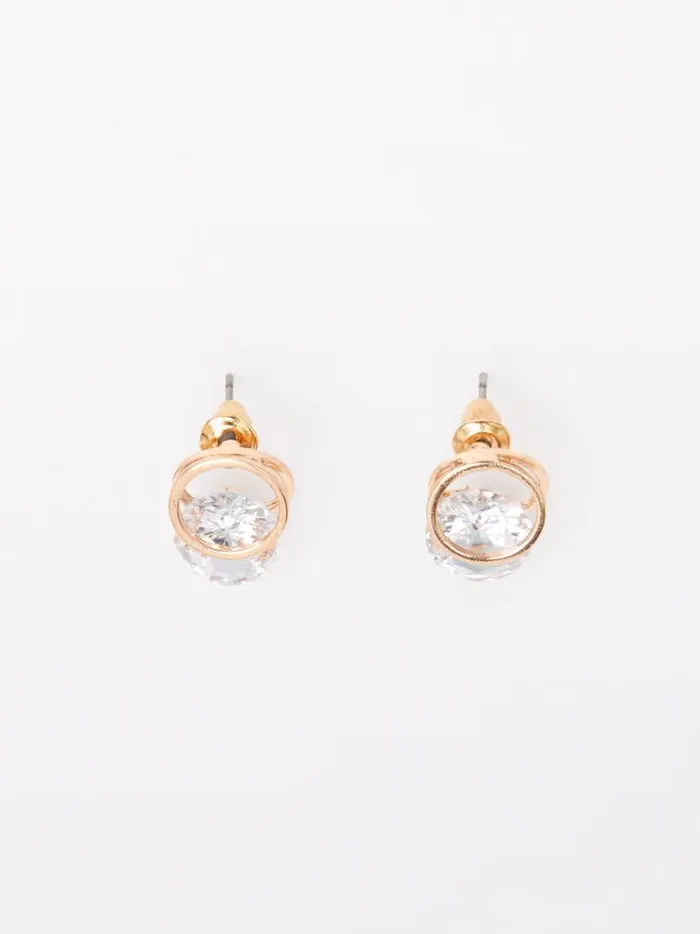 French Connection Jewellery Diamante Huggie Stud Earrings Gold 8211 Woman