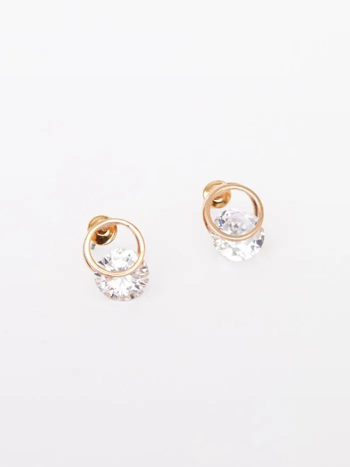 French Connection Jewellery Diamante Huggie Stud Earrings Gold 8211 Woman
