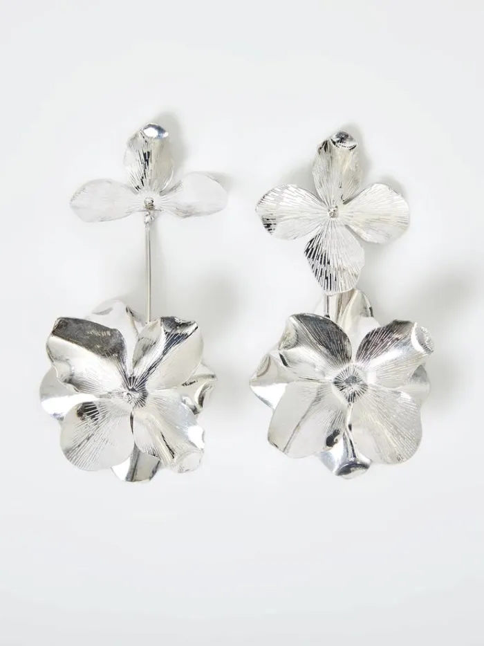 French Connection Jewellery Metal Floral Drop Earrings Silver 8211 Woman