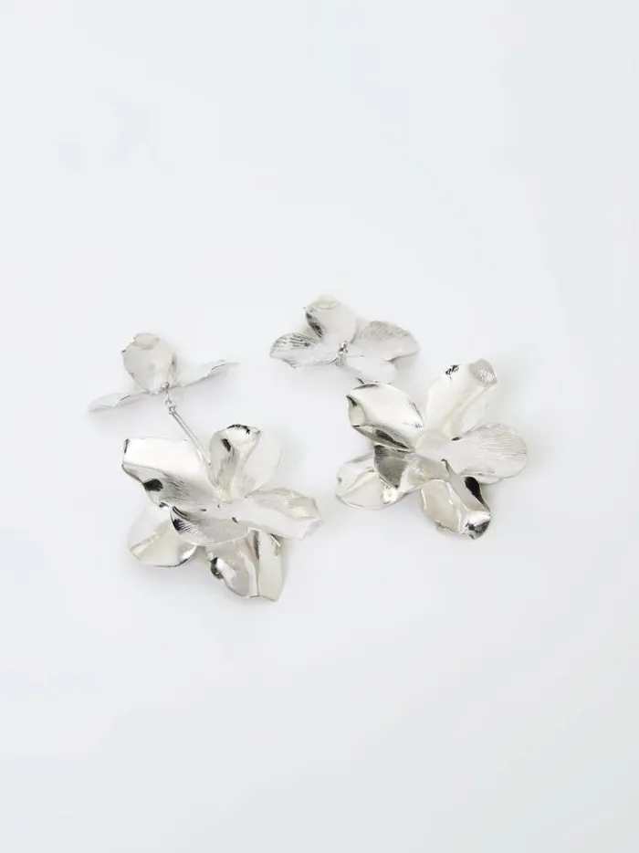 French Connection Jewellery Metal Floral Drop Earrings Silver 8211 Woman