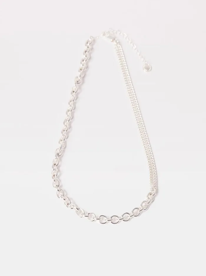 French Connection Jewellery Mixed Chunky Chain Necklace Silver 8211 Woman