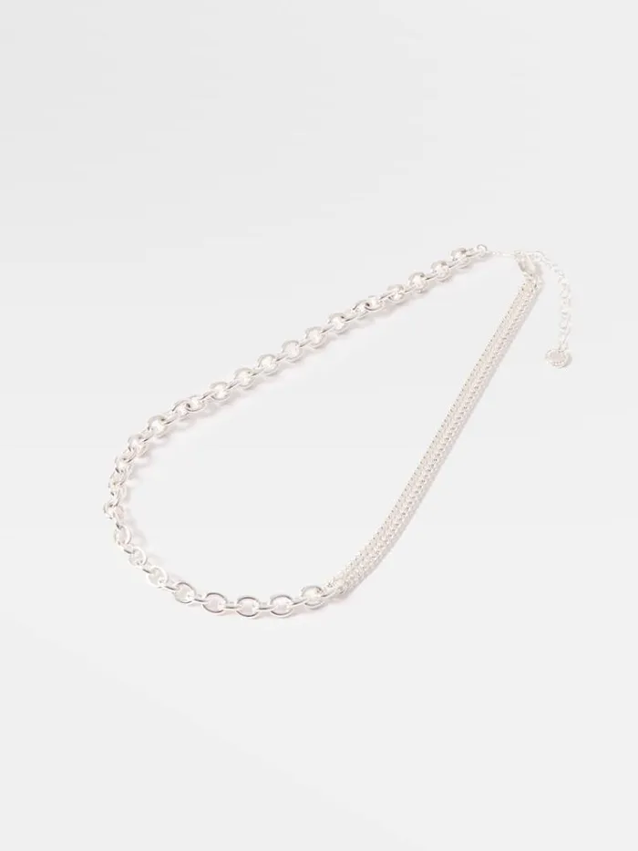 French Connection Jewellery Mixed Chunky Chain Necklace Silver 8211 Woman