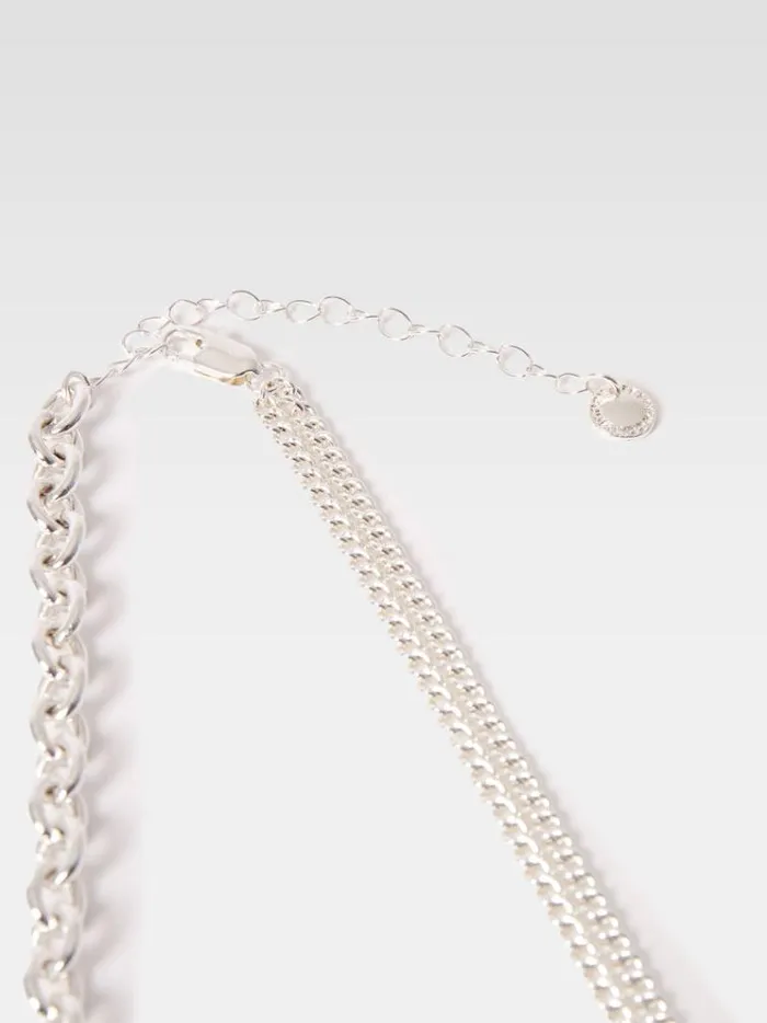 French Connection Jewellery Mixed Chunky Chain Necklace Silver 8211 Woman