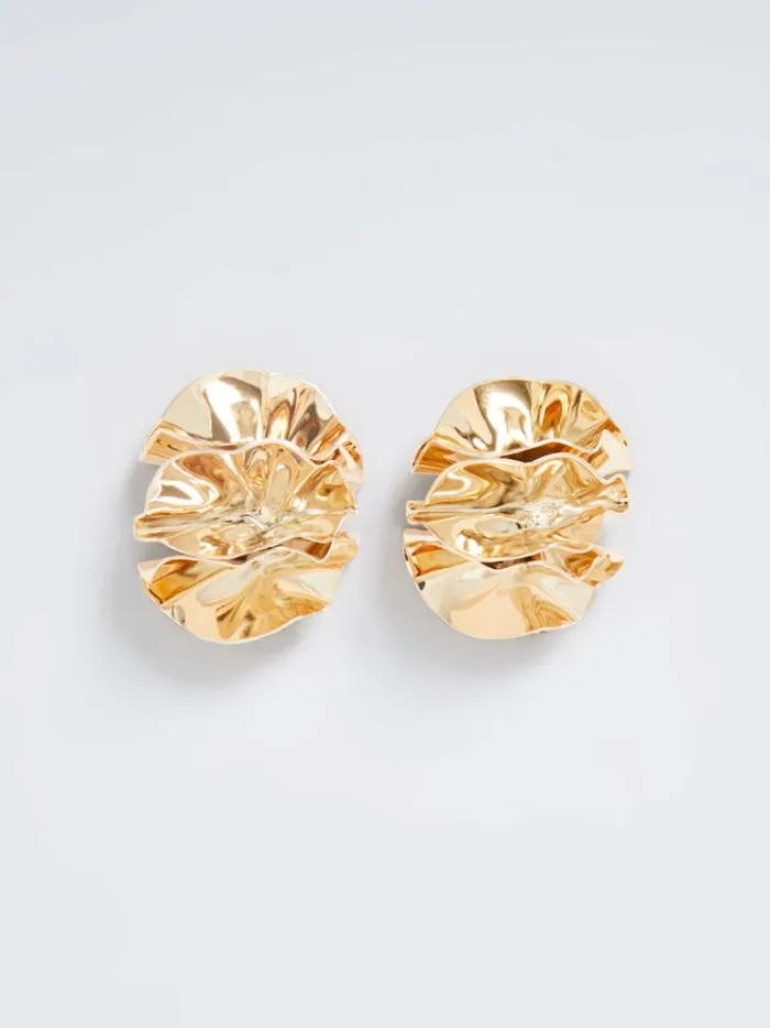 French Connection Jewellery Ruched Oversized Stud Earrings Gold 8211 Woman