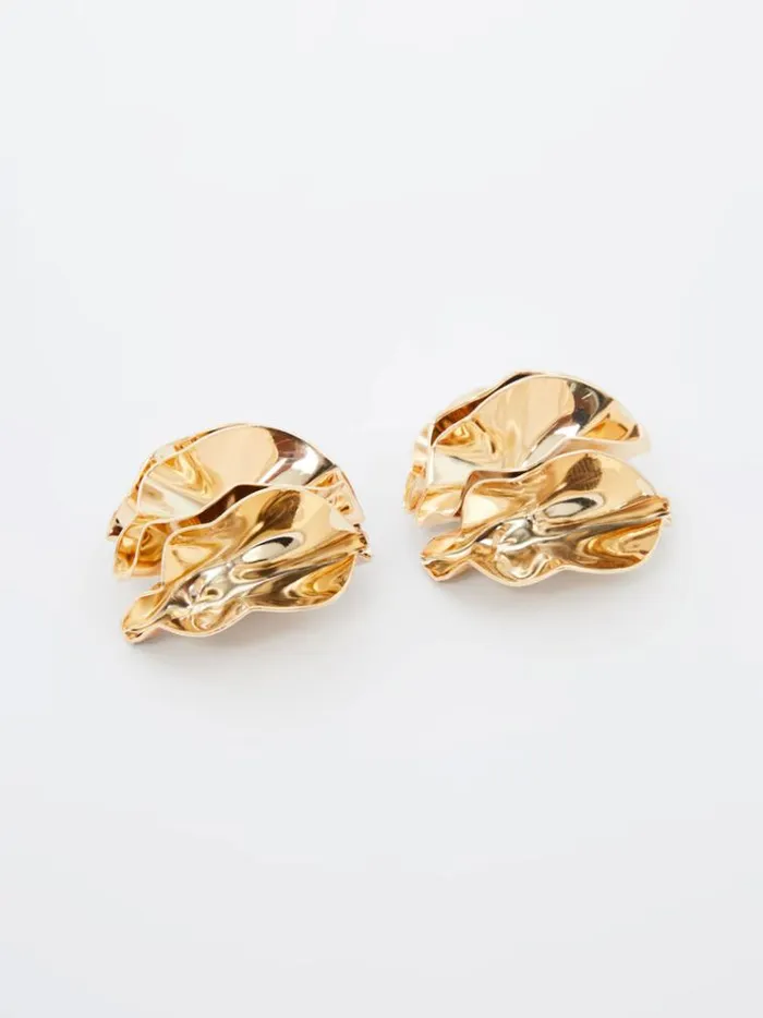 French Connection Jewellery Ruched Oversized Stud Earrings Gold 8211 Woman