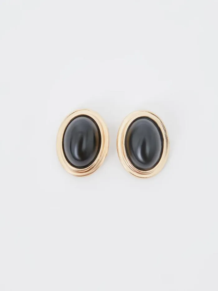 French Connection Jewellery Vintage Look Oval Studs Goldblack 8211 Woman
