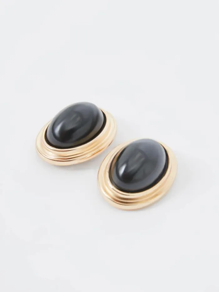 French Connection Jewellery Vintage Look Oval Studs Goldblack 8211 Woman