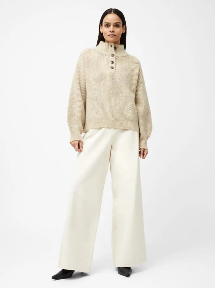 French Connection Jumpers and Cardigans 14 Button Drop Shoulder Jumper Lgt Camel Mel 8211 Woman