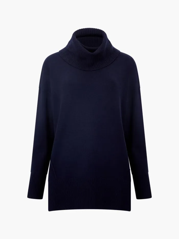 French Connection Jumpers and Cardigans Babysoft Ribbed Cowl Neck Jumper Midnight 8211 Woman