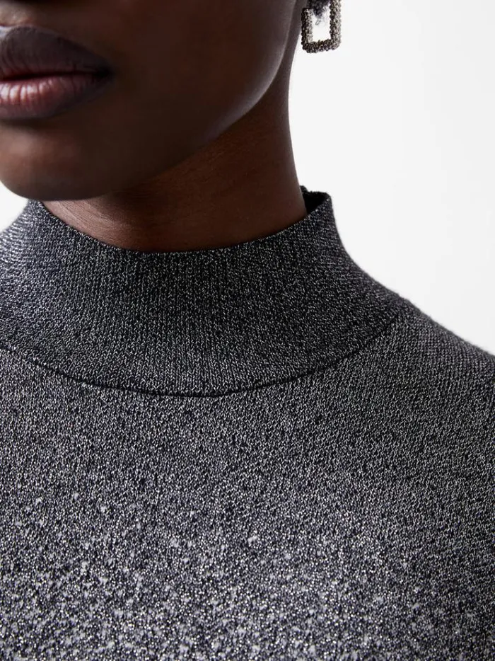 French Connection Jumpers and Cardigans Kday Gradient Lurex Jumper Blackoutlinen White 8211 Woman