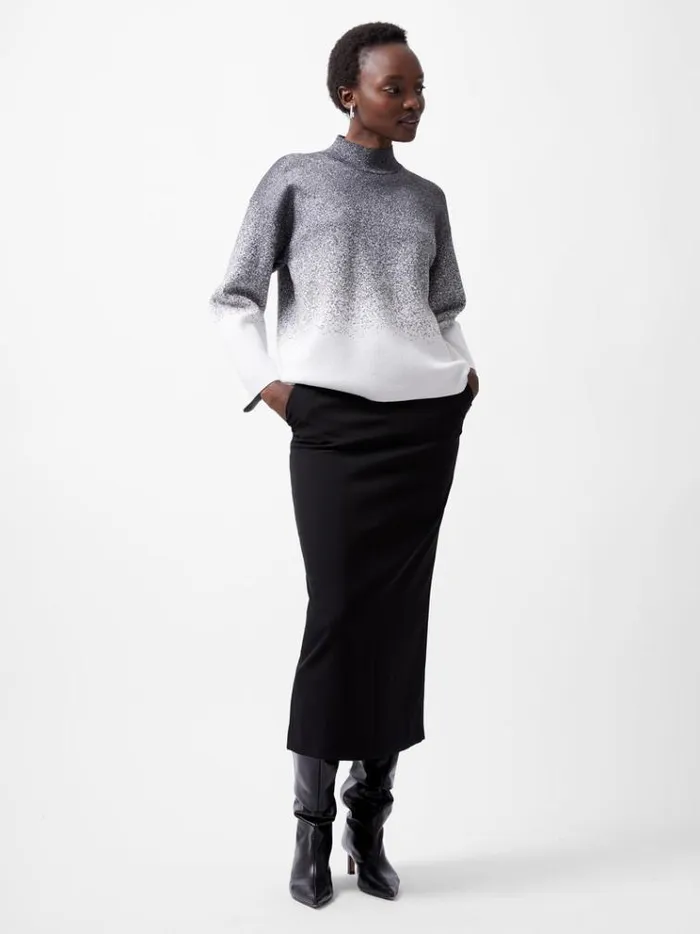 French Connection Jumpers and Cardigans Kday Gradient Lurex Jumper Blackoutlinen White 8211 Woman