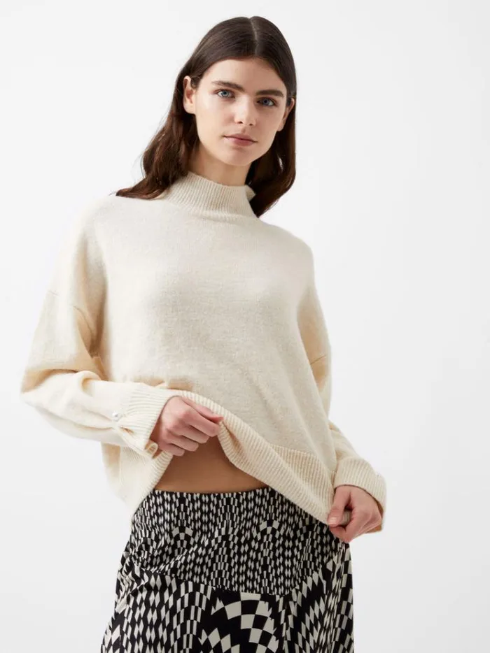 French Connection Jumpers and Cardigans Kezia Recycled Pearl Cuff Detail Jumper Classic Cream 8211 Woman