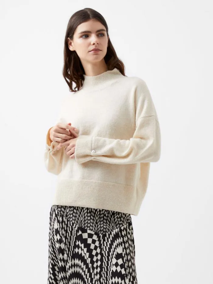 French Connection Jumpers and Cardigans Kezia Recycled Pearl Cuff Detail Jumper Classic Cream 8211 Woman