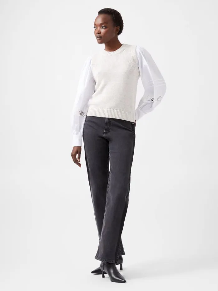 French Connection Jumpers and Cardigans Klara Flec Mix Jumper Classic Creamwhite 8211 Woman