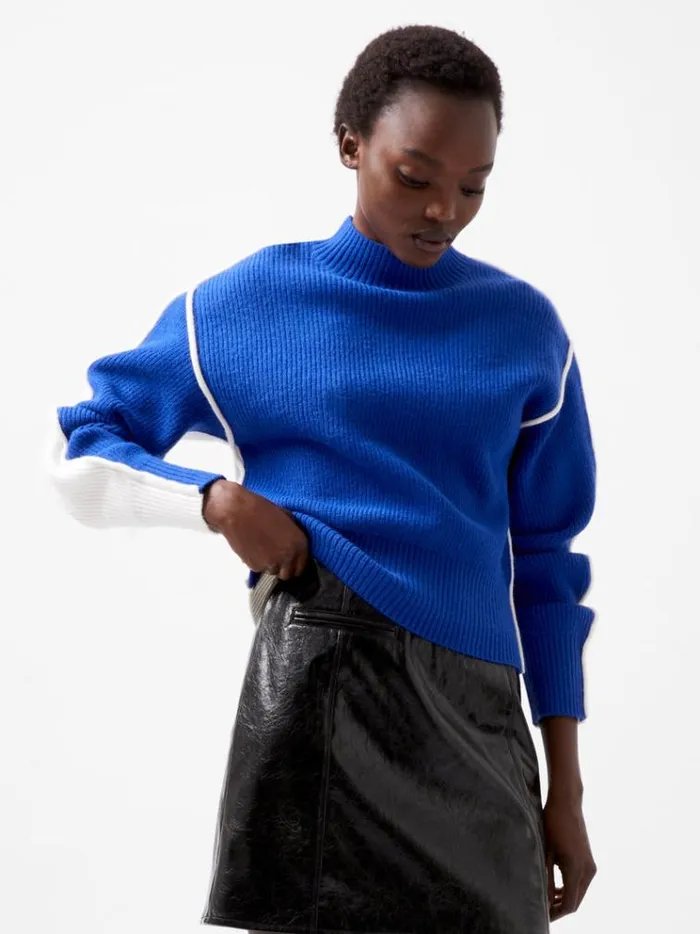 French Connection Jumpers and Cardigans Lorena High Neck Jumper Chroma Bluewinter W 8211 Woman