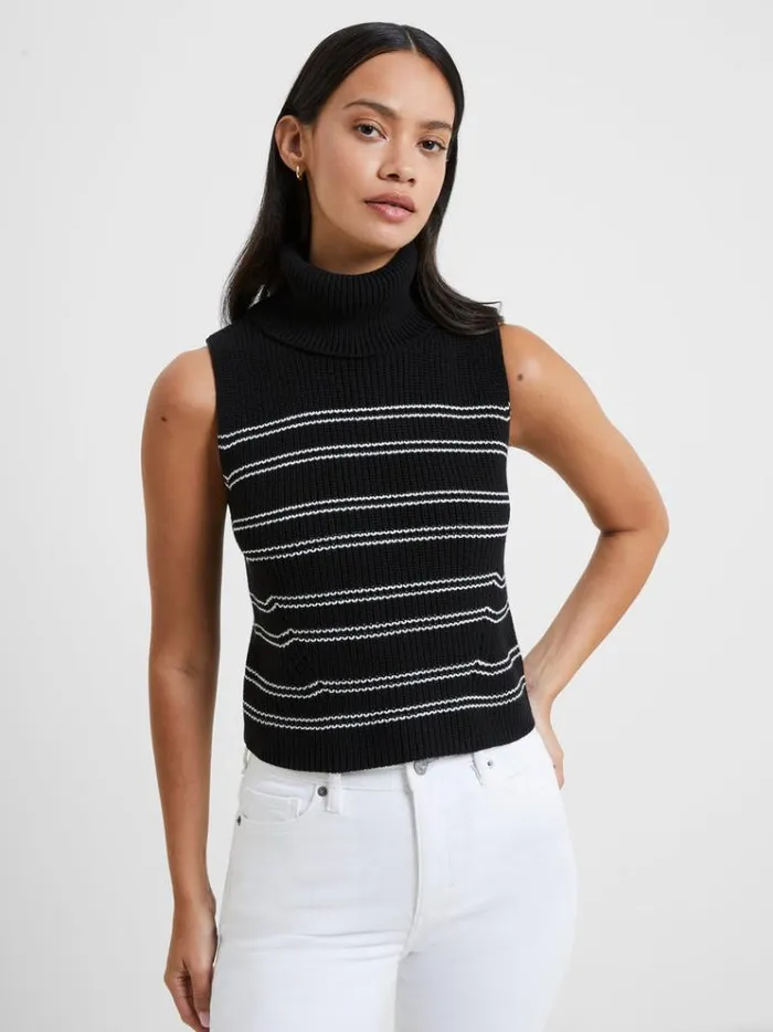 French Connection Jumpers and Cardigans Mozart Stripe Cropped Sleeveless Jumper Blackwhite 8211 Woman French Connection Jumpers and Cardigans Mozart Stripe Cropped Sleeveless Jumper Blackwhite 8211 Woman