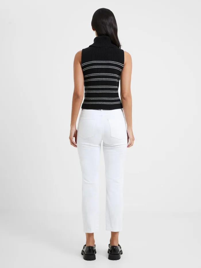 French Connection Jumpers and Cardigans Mozart Stripe Cropped Sleeveless Jumper Blackwhite 8211 Woman