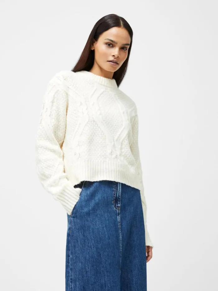 French Connection Jumpers and Cardigans Traditional Cable Knit Jumper Ecru 8211 Woman