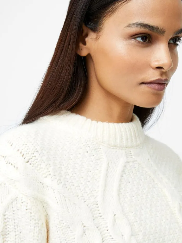 French Connection Jumpers and Cardigans Traditional Cable Knit Jumper Ecru 8211 Woman