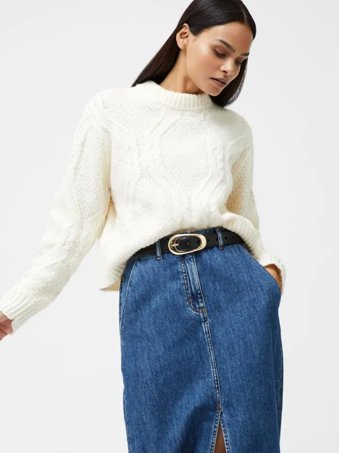 French Connection Jumpers and Cardigans Traditional Cable Knit Jumper Ecru 8211 Woman