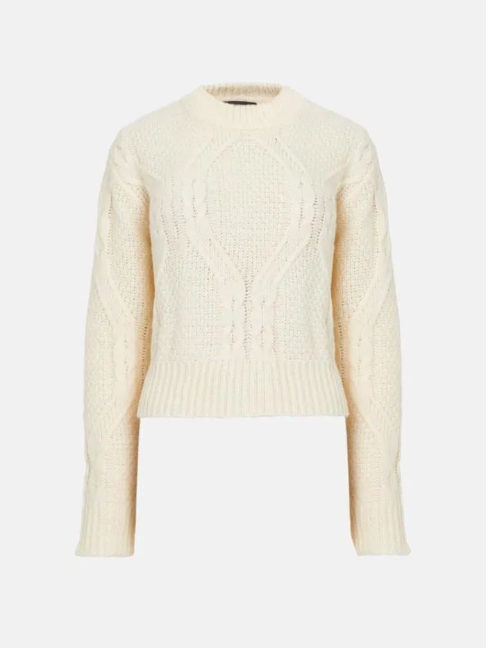 French Connection Jumpers and Cardigans Traditional Cable Knit Jumper Ecru 8211 Woman