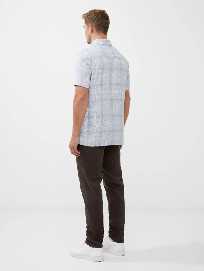 French Connection Shirts Barrow Dobby Short Sleeve Shirt Blue Combo 8211 Man