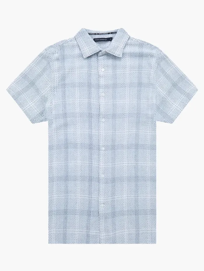 French Connection Shirts Barrow Dobby Short Sleeve Shirt Blue Combo 8211 Man