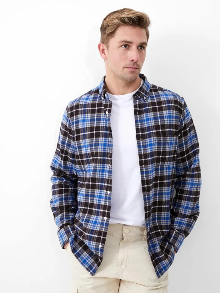 French Connection Shirts Zermatt Flannel Regular Fit Shirt Blue Check Multi 8211 Man French Connection Shirts Zermatt Flannel Regular Fit Shirt Blue Check Multi 8211 Man