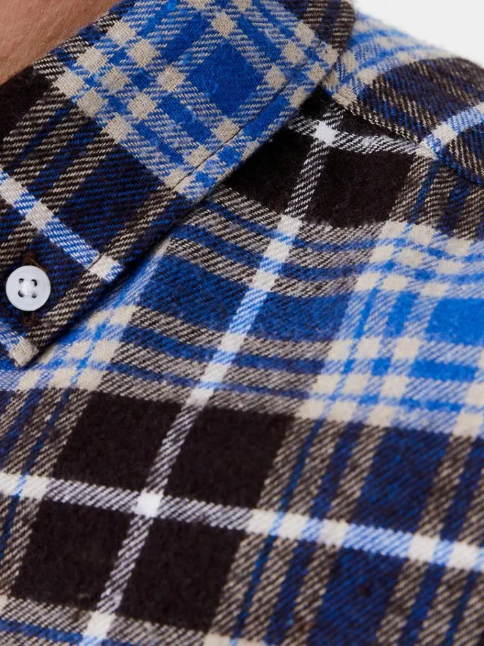 French Connection Shirts Zermatt Flannel Regular Fit Shirt Blue Check Multi 8211 Man