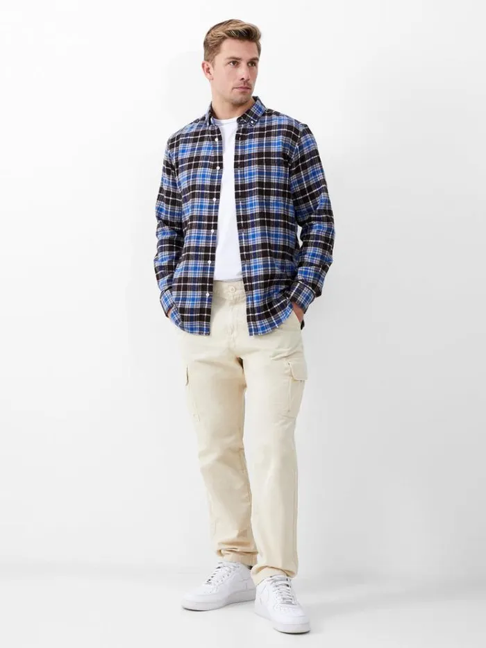 French Connection Shirts Zermatt Flannel Regular Fit Shirt Blue Check Multi 8211 Man