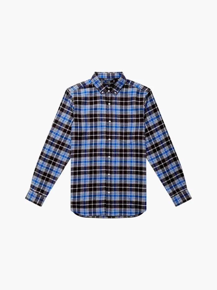 French Connection Shirts Zermatt Flannel Regular Fit Shirt Blue Check Multi 8211 Man