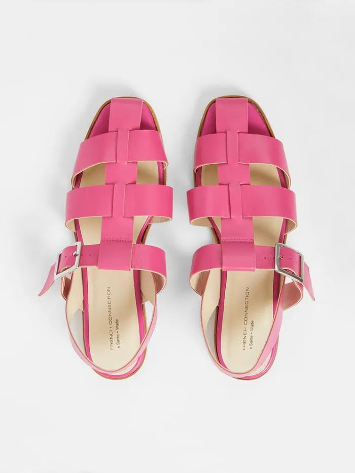 French Connection Shoes SW X Luisa Fisherman Caged Sandals Fuchsia 8211 Woman