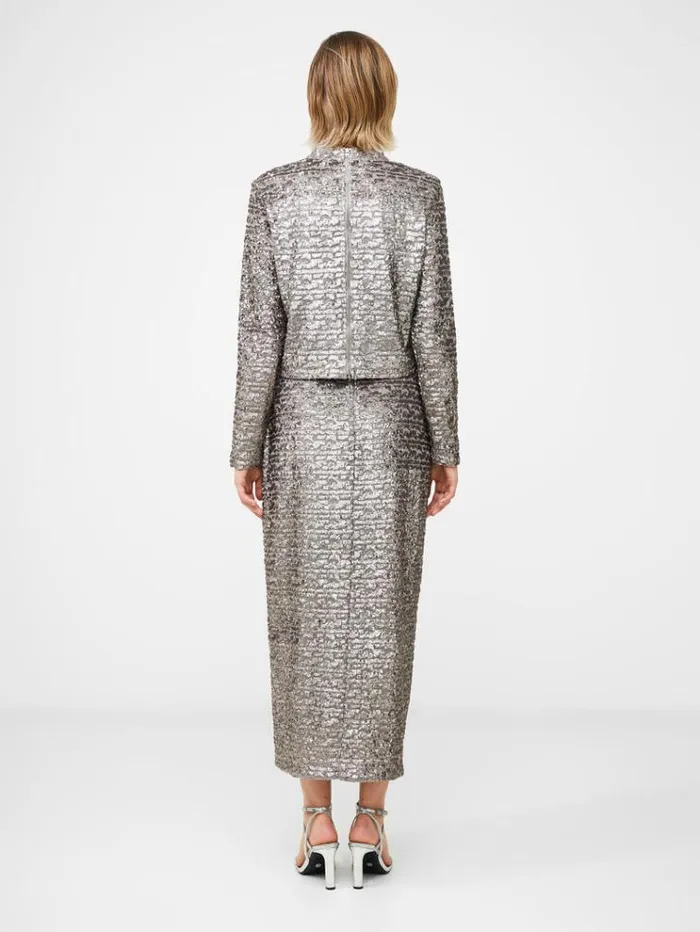 French Connection Skirts and Shorts Adalynn Sequin Midi Skirt Gun Metal 8211 Woman