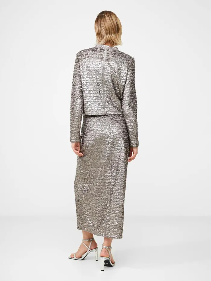 French Connection Skirts and Shorts Adalynn Sequin Midi Skirt Gun Metal 8211 Woman
