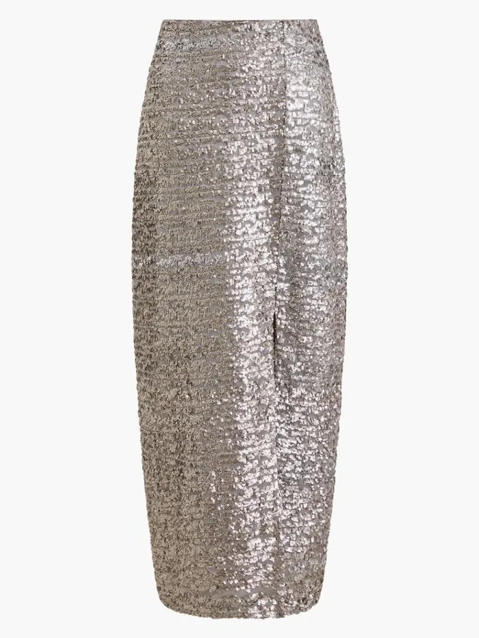 French Connection Skirts and Shorts Adalynn Sequin Midi Skirt Gun Metal 8211 Woman