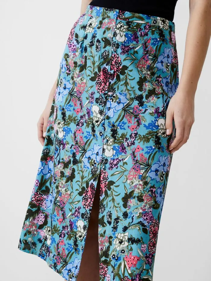 French Connection Skirts and Shorts Blossom Drapey Button Midi Skirt Still Water 8211 Woman