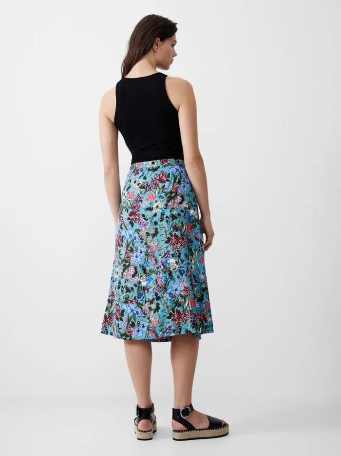 French Connection Skirts and Shorts Blossom Drapey Button Midi Skirt Still Water 8211 Woman