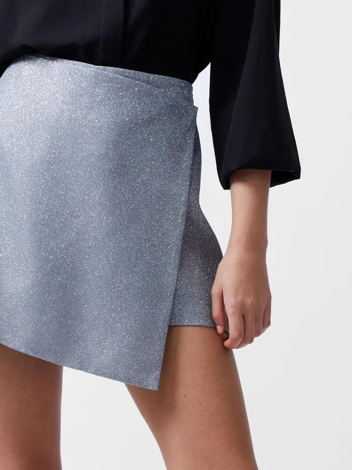 French Connection Skirts and Shorts Cece Lurex Skort Silver 8211 Woman