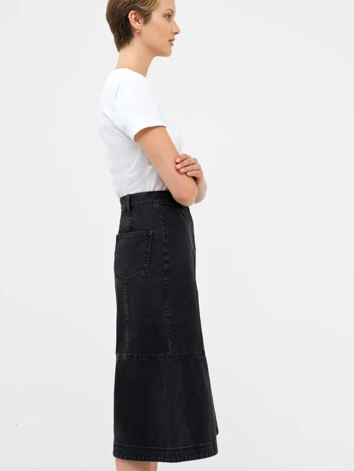 French Connection Skirts and Shorts Denver Denim Midi Skirt Vintage Black 8211 Woman